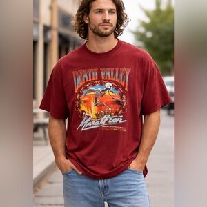 Death Valley Marathon Cotton T-Shirt by Coney Island Picnic Rust Colored  XL NWT